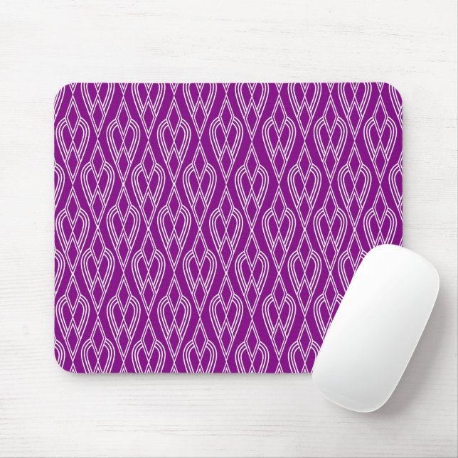 Purple Art Deco Flowerbeds  Mouse Mat (With Mouse)