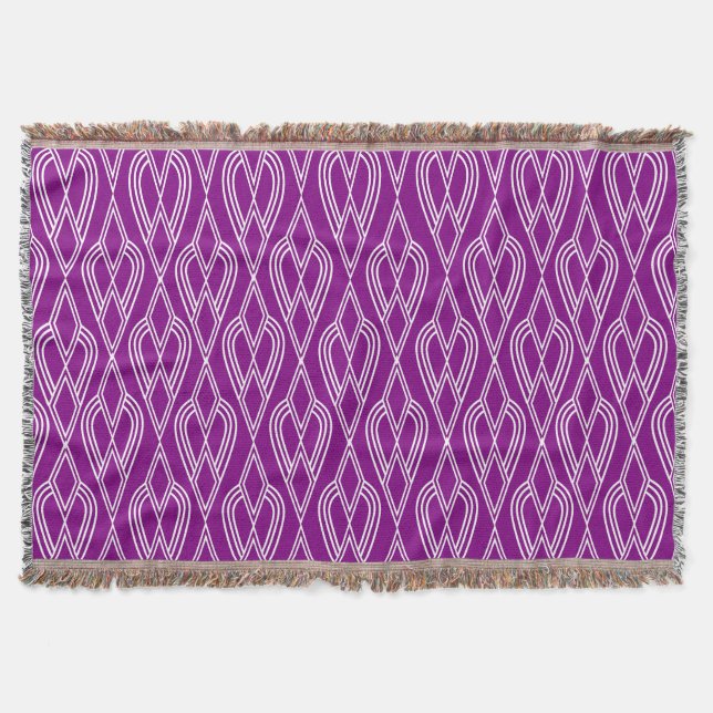 Purple Art Deco Flowerbeds  Throw Blanket (Front)