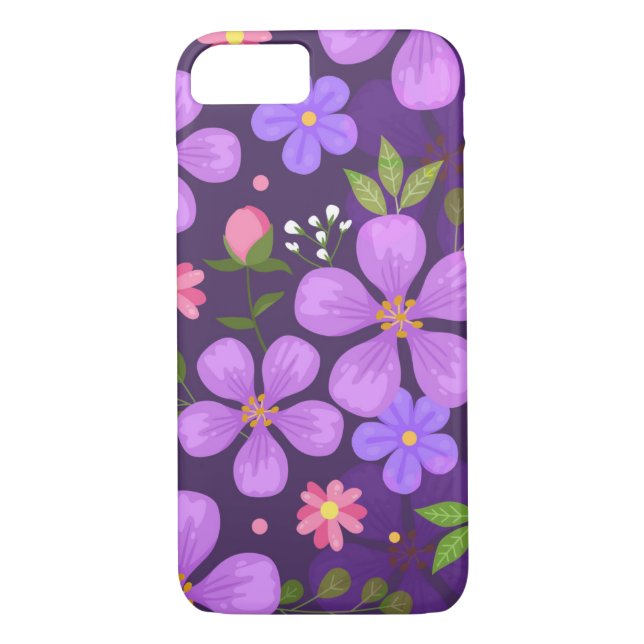 Purple Art Floral Case-Mate iPhone Case (Back)