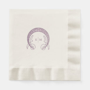 Purple Art Nouveau Mucha Monogram Initials Table N Napkin