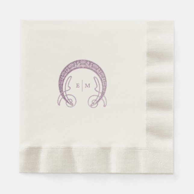 Purple Art Nouveau Mucha Monogram Initials Table N Napkin (Front)