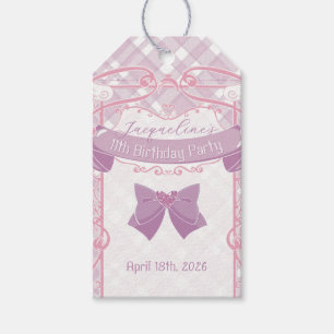 Purple Art Nouveau Princess Birthday Gift Tags