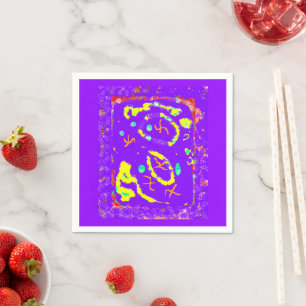 PURPLE ART PLATE DESIGN WITH SNAZZY FRECKLES  NAPKIN