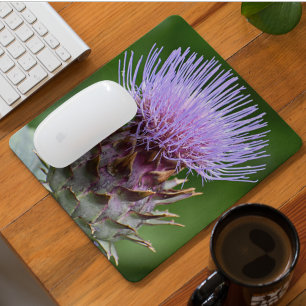 Purple Artichoke Thistle Head Floral Mouse Mat