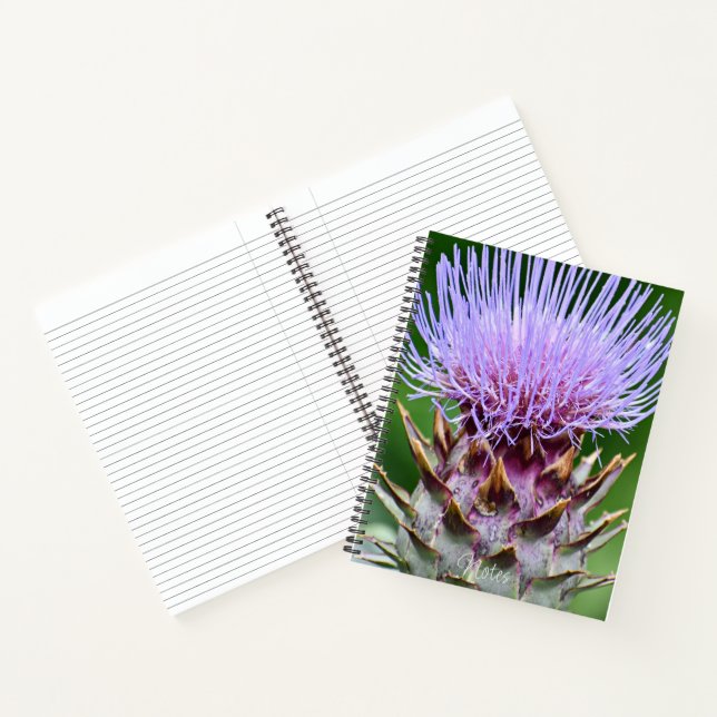 Purple Artichoke Thistle Head Floral Notebook (Inside)