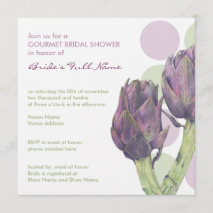 Purple Artichokes dots Bridal Shower Invitation