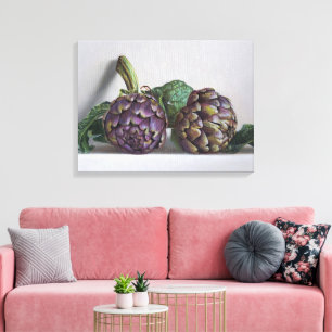 Purple Artichokes Hyperrealism Painting Canvas Print