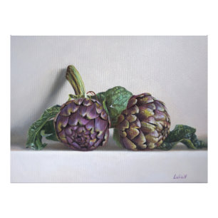 Purple Artichokes Hyperrealism Painting Photo Print