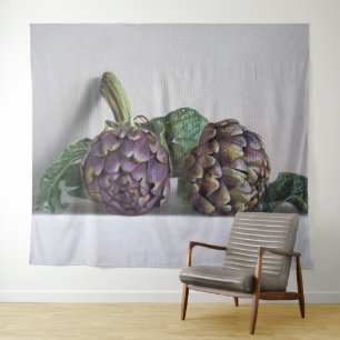 Purple Artichokes Hyperrealism Painting Tapestry