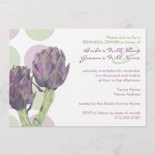 Purple Artichokes Rehearsal Dinner Invitation