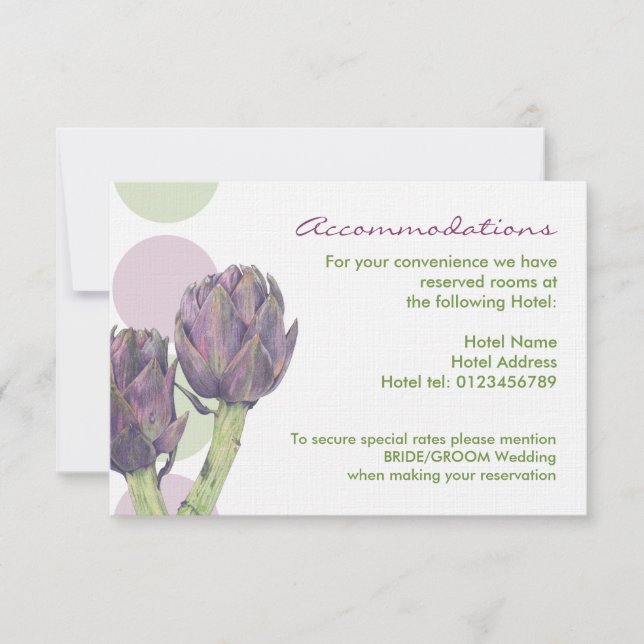 Purple Artichokes Wedding Enclosure Cards (Front)