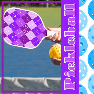 Purple Arygle with White Stitching Pickleball Paddle