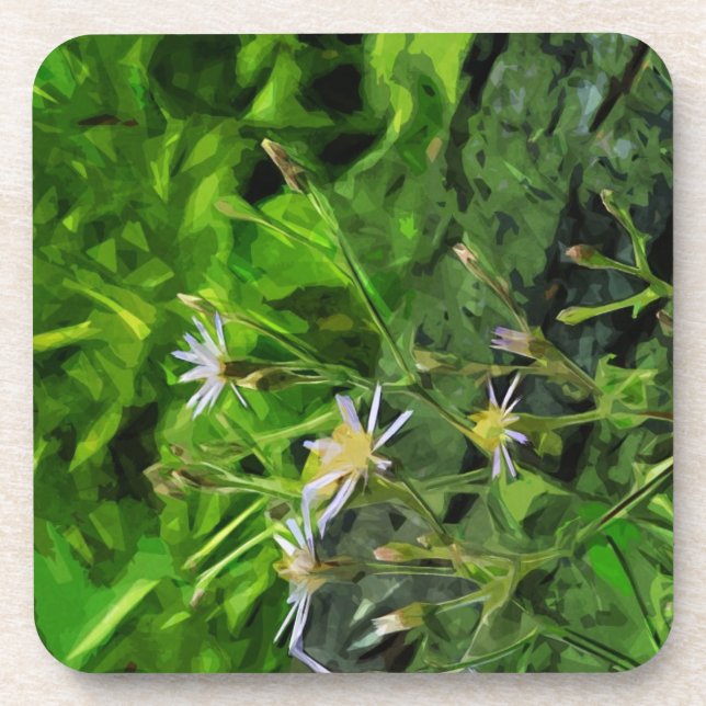 Purple Aster Among Burnt Trees Abstract Coaster (Front)