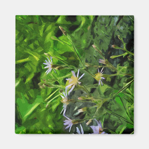 Purple Aster Among Burnt Trees Abstract Magnet