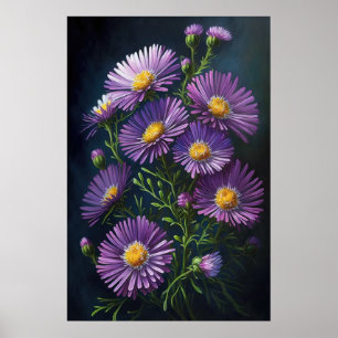 Purple Aster Flower Art Print Poster