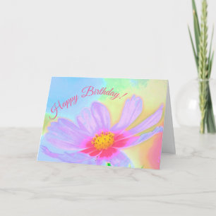 Purple Aster Flower Happy Birthday Card