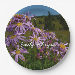 Purple Aster Flowers at Mount Rainier Paper Plate