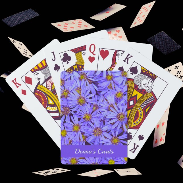 Purple Aster Flowers at RHS Garden Wisley Playing Cards (Elegant personalised Purple Aster Flowers )