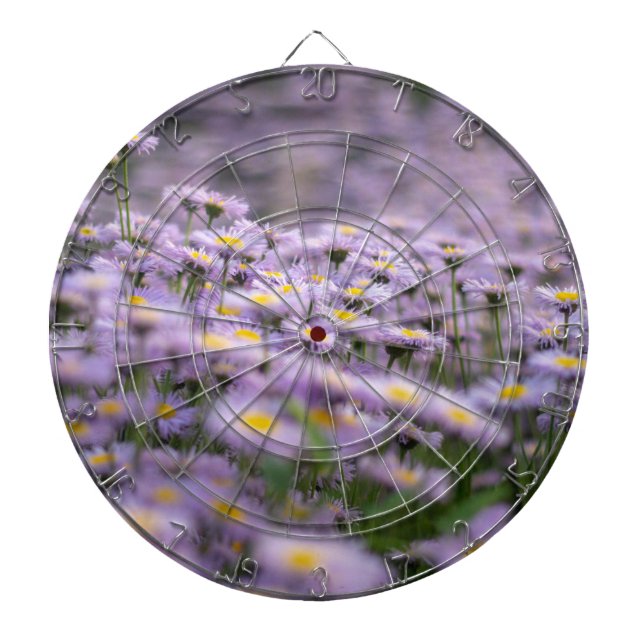 Purple Aster Flowers Dartboard (Front)