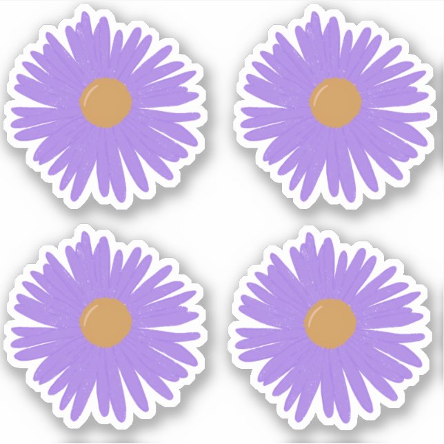 Purple Aster flowers hand drawing acrylic  (Front)