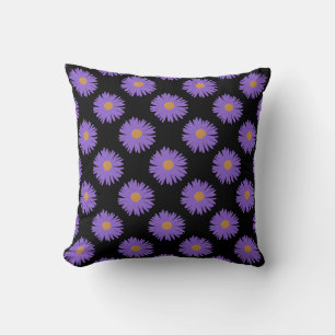 Purple Aster flowers hand drawing acrylic Cushion