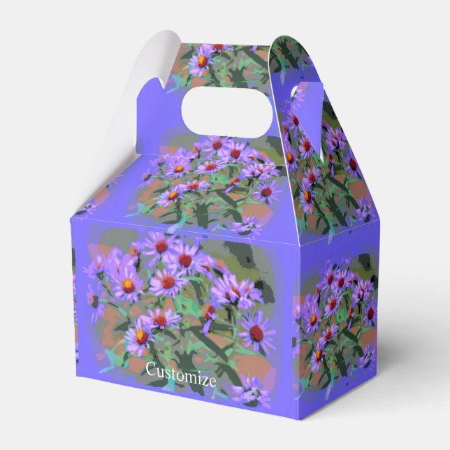 purple asters candy tin favour box (Front Side)