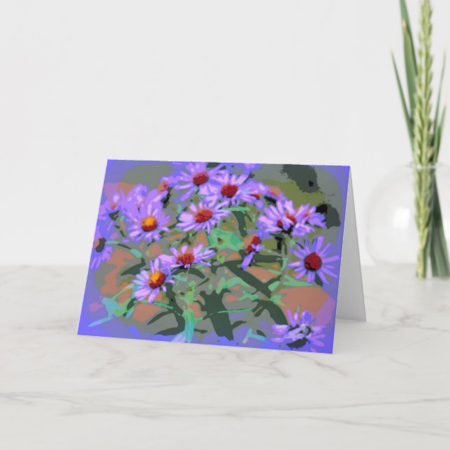purple asters greeting card (Front)