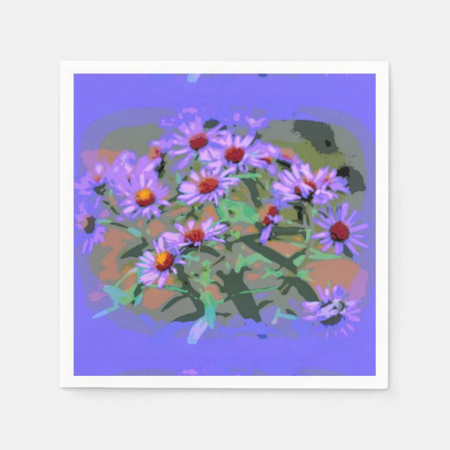 purple asters paper napkins (Front)
