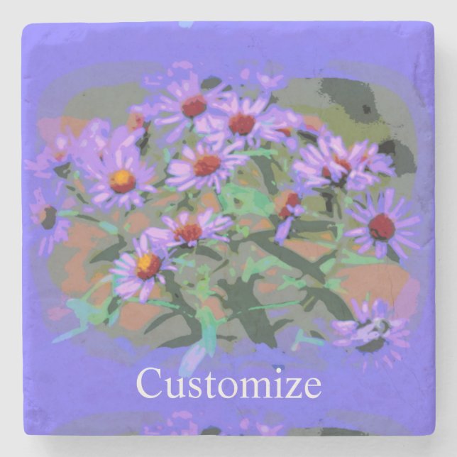 Purple asters Thunder_Cove Stone Coaster (Front)