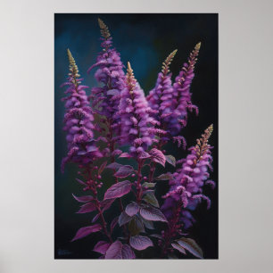 Purple Astilbe Flower Art Print Poster