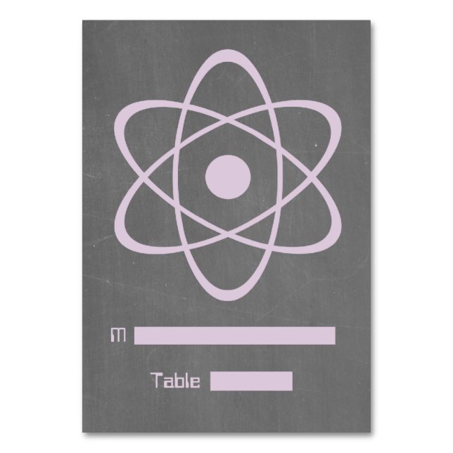 Purple Atomic Chalkboard Place Card (Front)