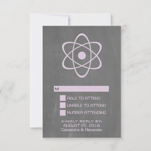Purple Atomic Chalkboard Response Card (Front)