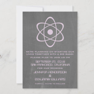 Purple Atomic Chalkboard Save the Date Invite