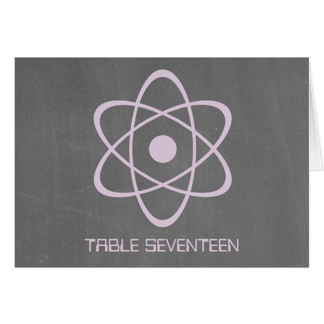 Purple Atomic Chalkboard Table Number Card (Front Horizontal)