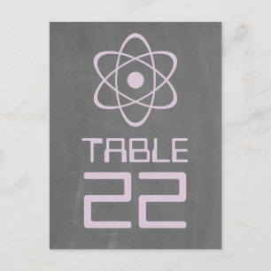 Purple Atomic Chalkboard Table Number Postcard