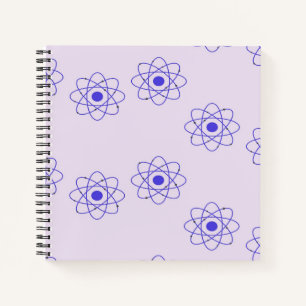 Purple atoms print pattern notebook