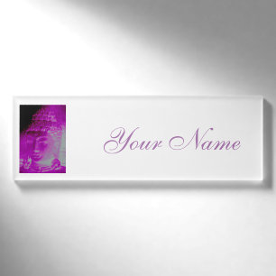 purple aura Buddha head Name Tag
