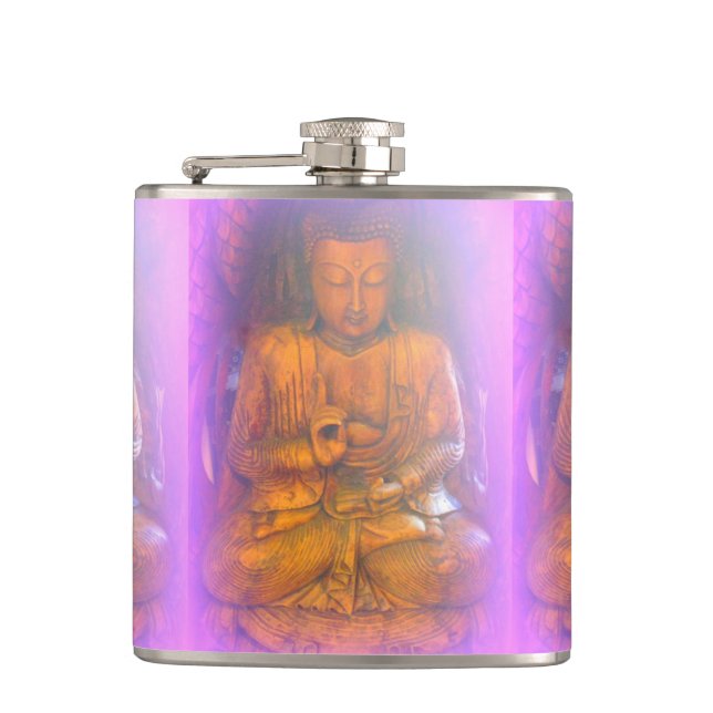 purple aura buddha hip flask (Front)