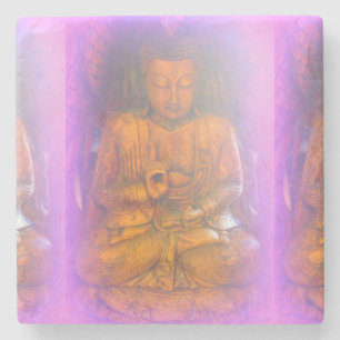 purple aura buddha marble stone coaster