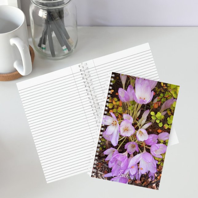 Purple Autumn Crocus Floral Notebook (In Situ)