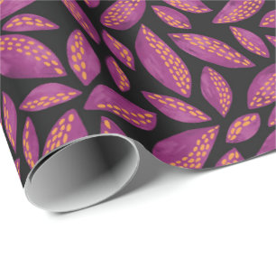 Purple Autumnal Fall Leaves Wrapping Paper
