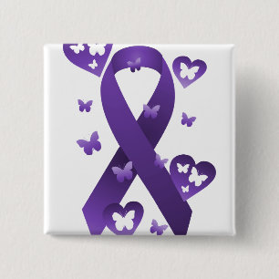 Purple Awareness Ribbon 15 Cm Square Badge