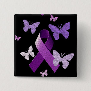 Purple Awareness Ribbon 15 Cm Square Badge