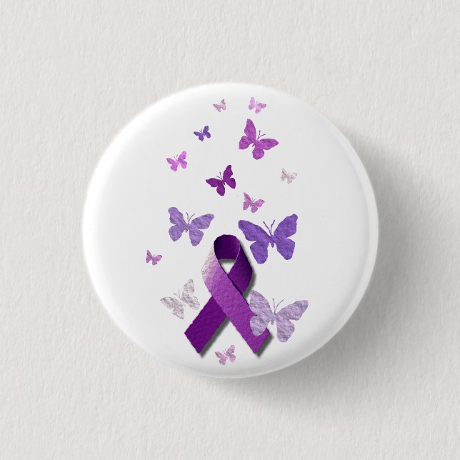 Purple Awareness Ribbon 3 Cm Round Badge (Front)