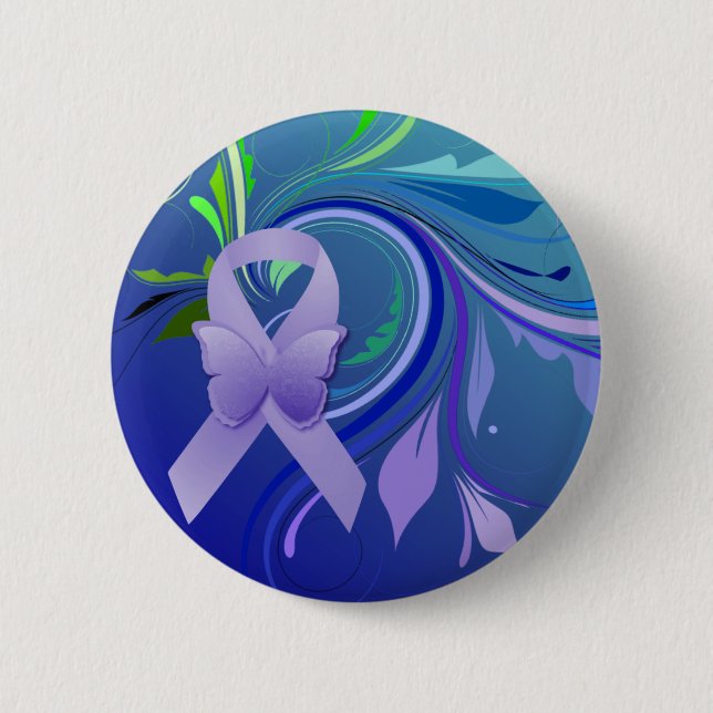 Purple Awareness Ribbon 6 Cm Round Badge (Front)