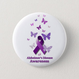 Purple Awareness Ribbon: Alzheimer's Disease 6 Cm Round Badge
