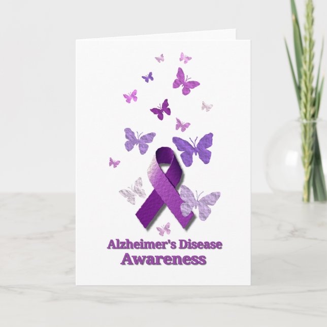 Purple Awareness Ribbon: Alzheimer's Disease Card (Front)
