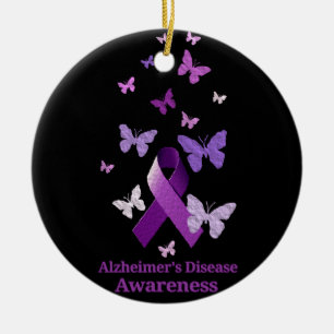 Purple Awareness Ribbon: Alzheimer's Disease Ceramic Tree Decoration