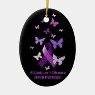 Purple Awareness Ribbon: Alzheimer's Disease Ceramic Tree Decoration