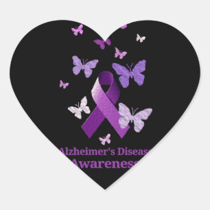 Purple Awareness Ribbon: Alzheimer's Disease Heart Sticker